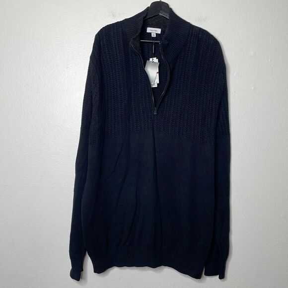 Calvin Klein Mens Size 2XL Multi-Textured Knit Sweater Black - Picture 6 of 13